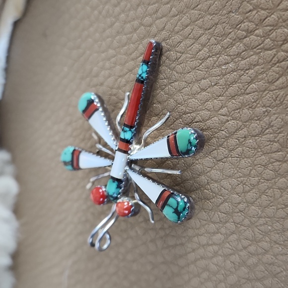 Beautiful Native American Zuni Inlaid  Mult-stone Dragonfly Pendant/Pin ♥️🎁 - Picture 3 of 11